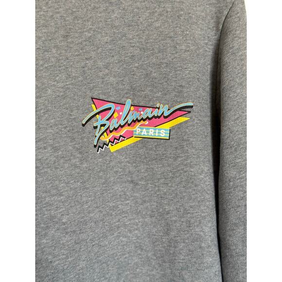 Balmain Paris Logo Printed Sweatshirt | Gray | Size Large - Picture 3 of 6